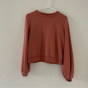 peach balloon sleeve crewneck
